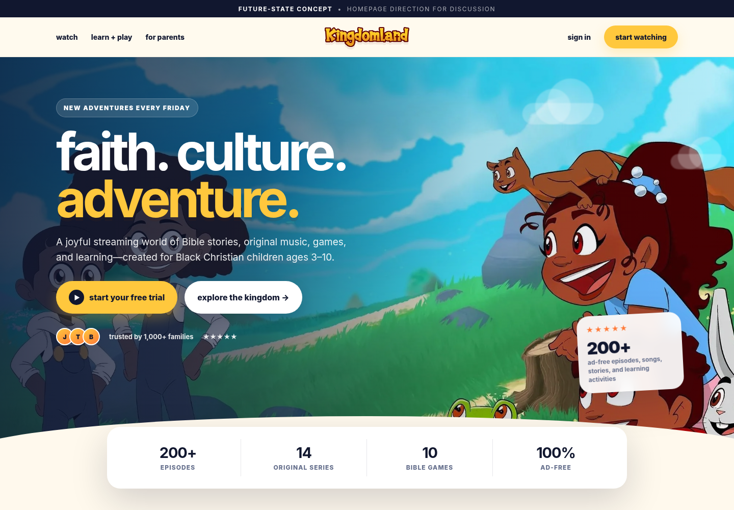 Kingdomland homepage website sample